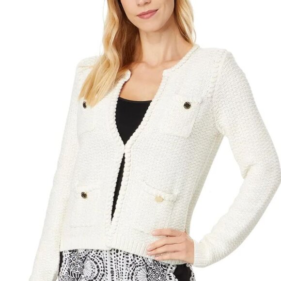 NWT $158 Lilly Pulitzer Coconut Metallic Cardigan Size Small - Picture 2 of 6